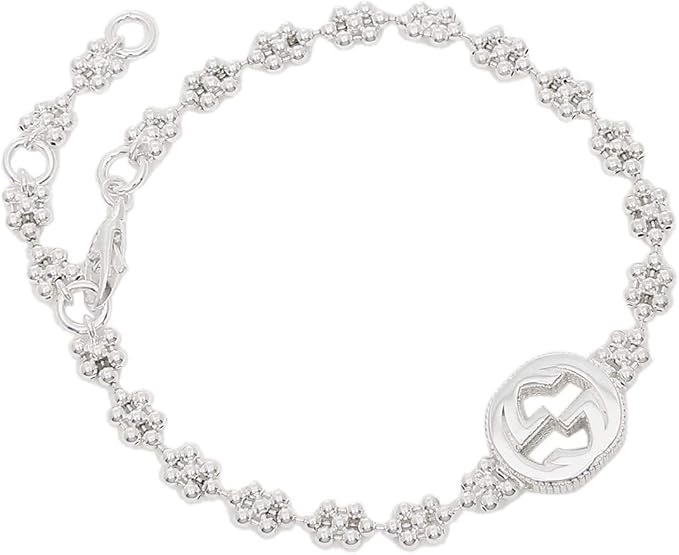 Gucci Interlocking G Flower Silver Bracelet 481687 j8400 8106