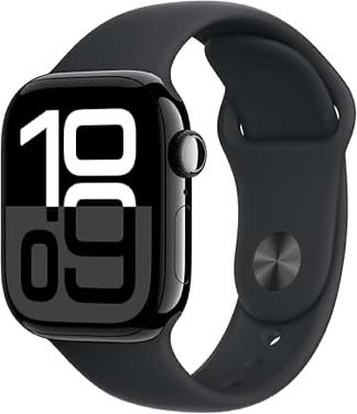 Apple Watch Series 10 (GPS+Cellular) 42mm Aluminum Case with Black Sport Band - M/L - Jet Black - (2024)