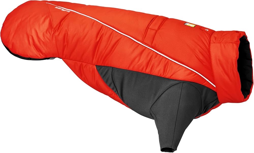 Ruffwear, Furness Dog Jacket, Ultra-Warm Winter Coat with Full Coverage, Stretch Storm Sleeves, Insulated Belly Panel, Harness-Compatible Leash Portal, Reflective Trim, Red Sumac, Large