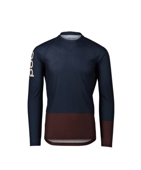 POC Pure Long Sleeve MTB Jersey - Turmaline Navy-Axinite Brown Small