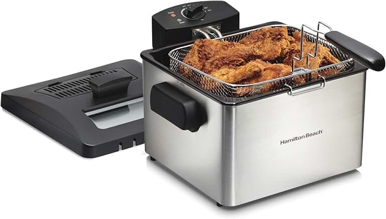 Hamilton Beach - Professional 12 Cup Deep Fryer with 3 Baskets - Silver/Black
