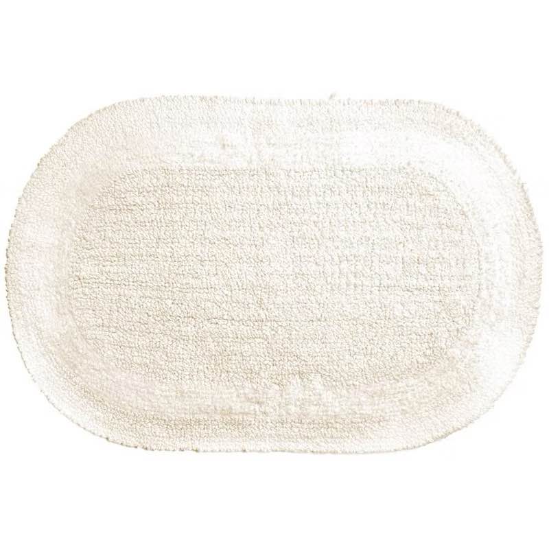 18"x28" Serene Bath Rug Cream - Moda at Home: Heavyweight Cotton, Machine Washable, Woven Oval Mat