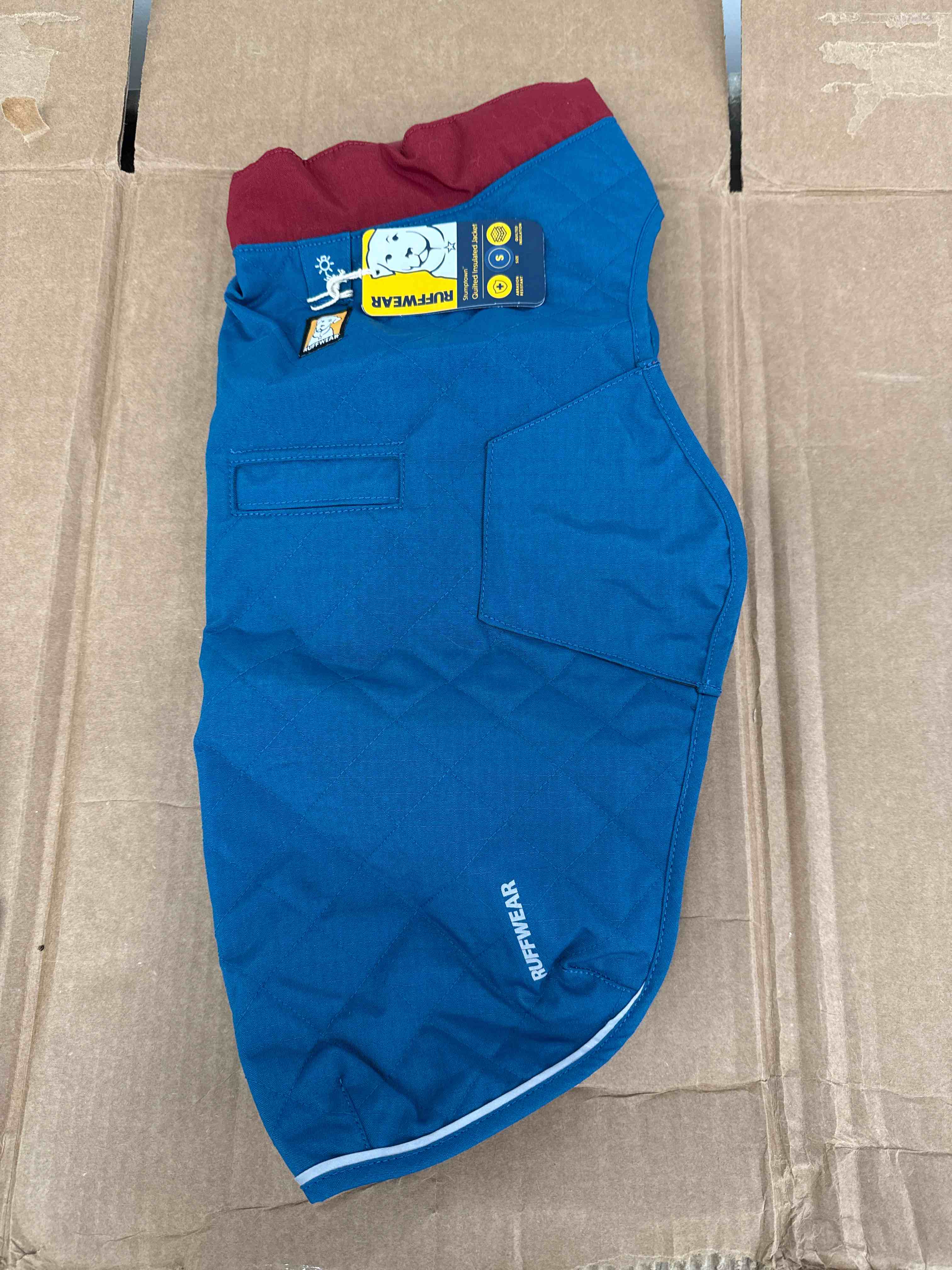 Condition photo showing Good Condition for Ruffwear Small Stumptown Insulated Reflective Weather Dog Jacket Blue Small