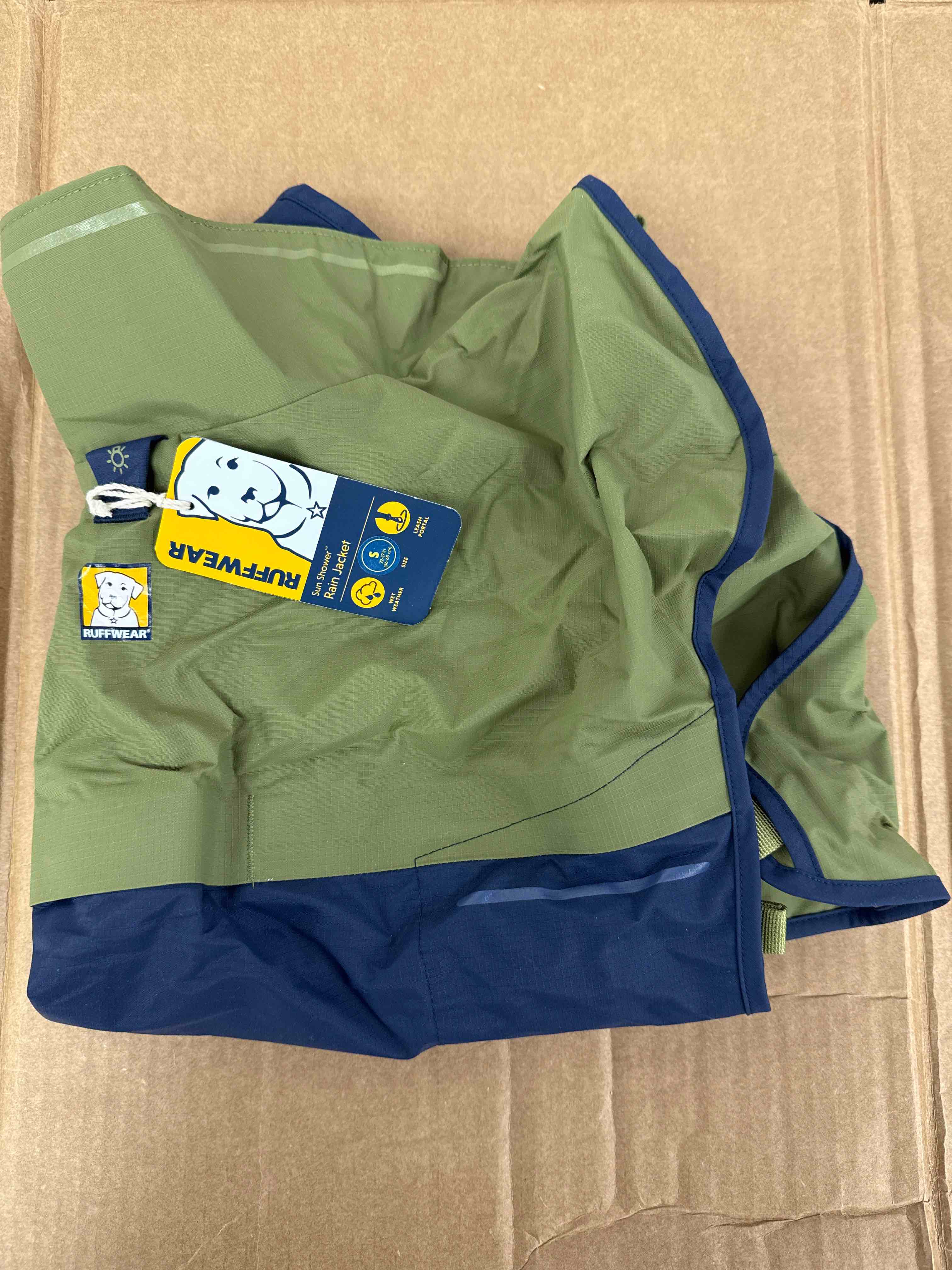 Condition photo showing Good Condition for RUFFWEAR, Sun Shower Dog Raincoat, Waterproof & Windproof Jacket for Wet Weather, Midnight Blue, Small 