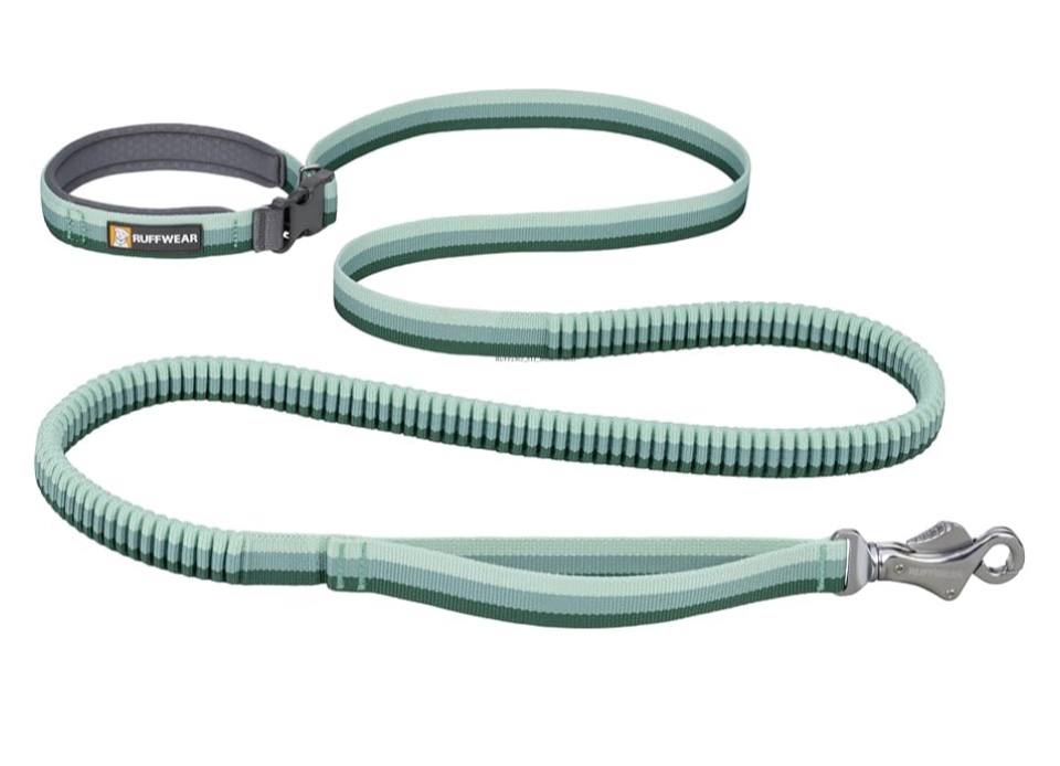 Ruffwear, Roamer Bungee Dog Leash for Running, Biking or Hiking, Can be Used Hand-Held or Hands-Free, River Rock Green, 5.5'-7'