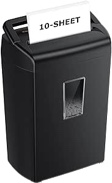 Bonsaii 10-Sheet Cross Cut Paper Shredder, 5.5 Gal Home Office Heavy Duty Shredder for Credit Card, Staple, Clip with Transparent Window(C209-D)
