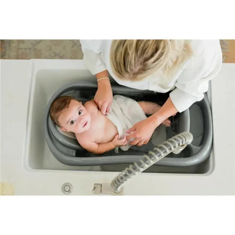 The First Years Newborn to Toddler Baby Bath Tub - Convertible 3-in-1 Baby Tub with Removable Sling - Ages 0 to 24 Months - Sure Comfort - greyDeluxe Tub Grey