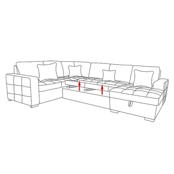 ( incomplete 1 box Only the corner )THSUPER Sectional Sleeper Sofa with Pull Out Bed and Storage Chaise, U Shape Sectional Sofa Bed, Oversized Sectional Sleeper Couch for Living Room Beige