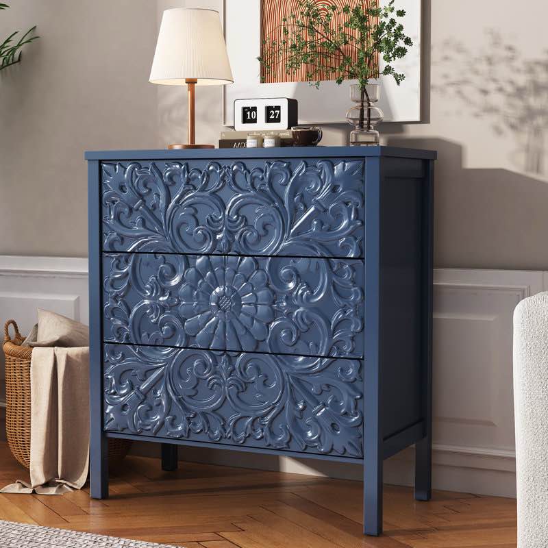 farmhouse 3 drawer dresser set blue