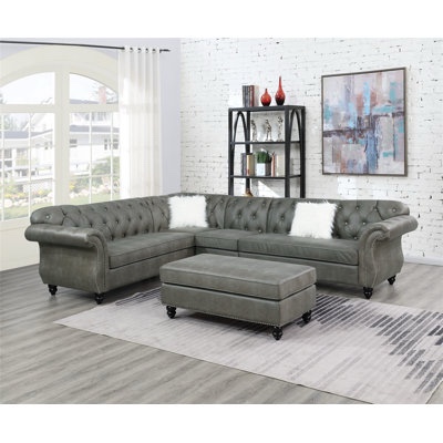 sowa 4 pieces upholstered sections gray(incomplet)(2 box for pickup )