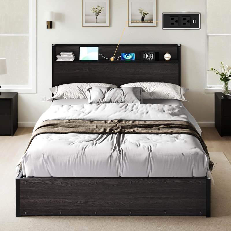 Shila Lift Up Storage Bed Frame & Charging Station