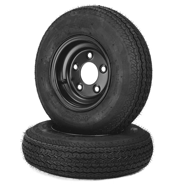 2 pack st 175/80D13 trailer tires with rims 5 lug on 4.5bolt patter