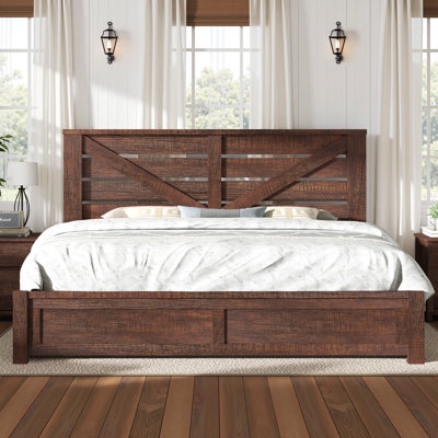 Tryston farmhouse bed frame with 49.2barn door headboard full
