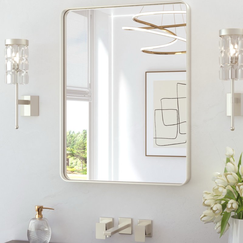 Leaderville 1.2" Thick Aluminum Framed Bathroom Mirror, Decorative 