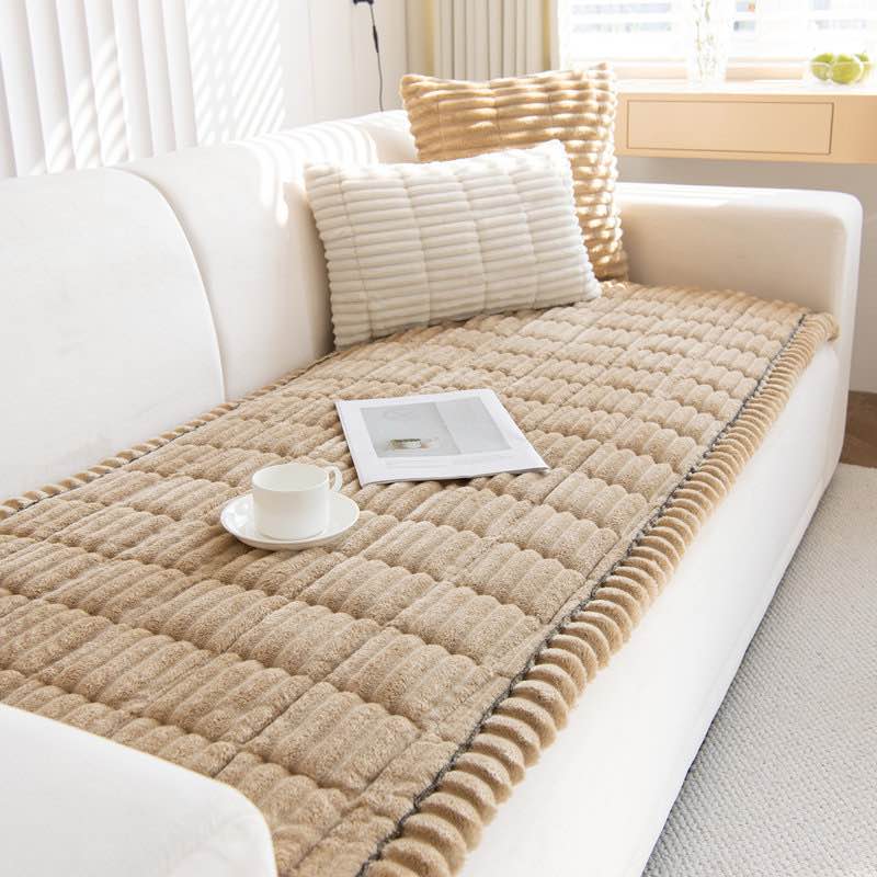 Soft Corduroy Box Cushion Sofa Slipcover Size: