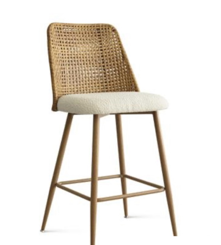 Aliette 27" Upholstered Boucle Rattan Full Back