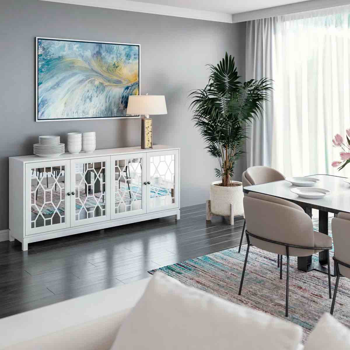 alayna 71sideboard with mirrored doors white 