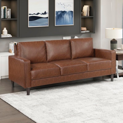 Mitka 77" Faux Leather Square Arm Sofa Upholstery