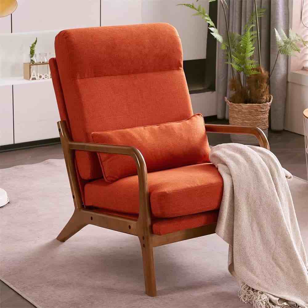 accent chair orange textured fabric fauteul accent orange 