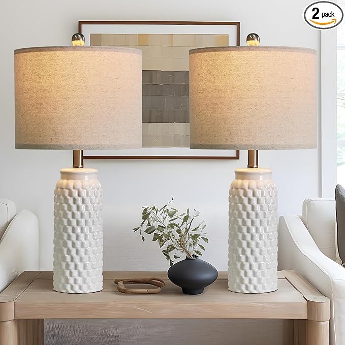 Anazagene 24i%Modern Ceramic Table Lamp Set, Suitable For Living