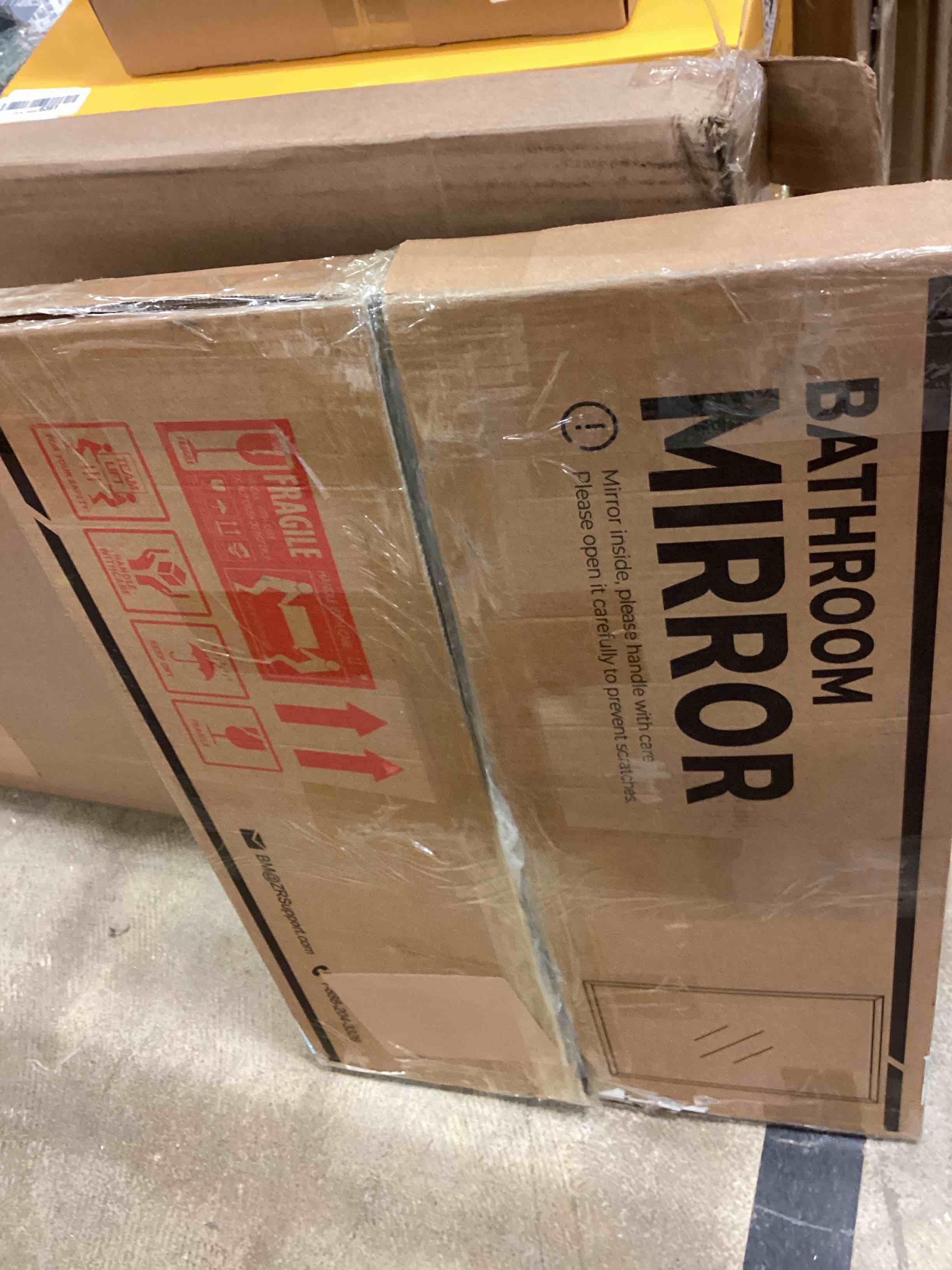 Condition photo showing Good Condition for VocalStar Frameless Bathroom Mirror, 24" x 36" Rectangle Wall Mirror with Beveled Edge, Modern Decorative Vanity Mirrored for Living Room, Entryway, Bedroom | 1/4-Inch Shatterproof Glass