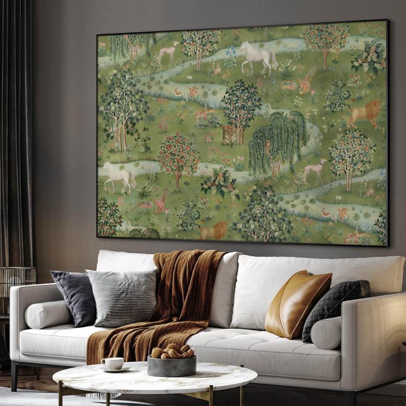 Extra Large Framed Wall Art Medieval Fantasy Forest with Woodland