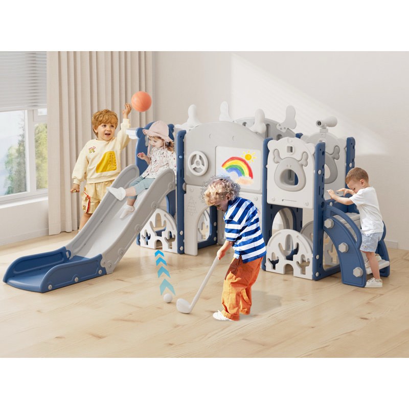  13 In 1 Kids Slide For Toddlers, Toddler Playset With Golf, Drawing B