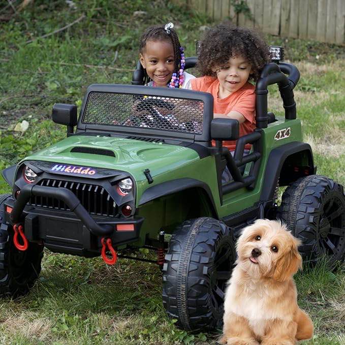 (missing Tires) 24V Ride on Truck, 2 Seater Toy Car for Big Kids, 24Volt/9Ah Battery Powered Electric Vehicle, Army Green, JC666,(JC666
