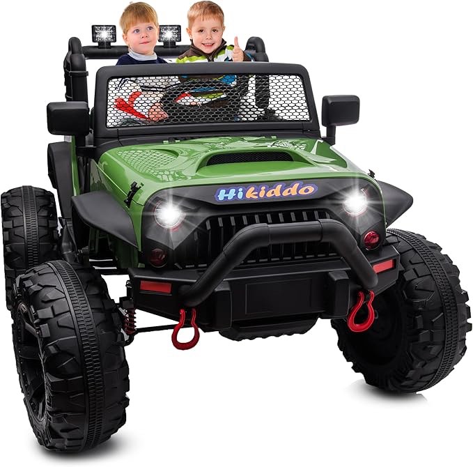 (missing Tires) 24V Ride on Truck, 2 Seater Toy Car for Big Kids, 24Volt/9Ah Battery Powered Electric Vehicle, Army Green, JC666,(JC666