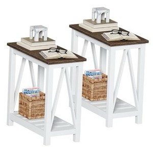 (image similar )Set Of 2 Farmhouse End Table With the color is Balck 