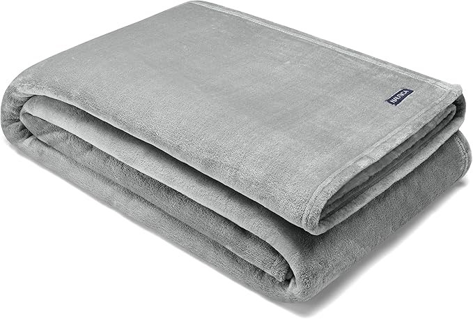 Nautica - Queen Blanket, Super Soft Plush Fleece Bedding, Warm & Cozy Home Decor (Solid Grey, Queen)