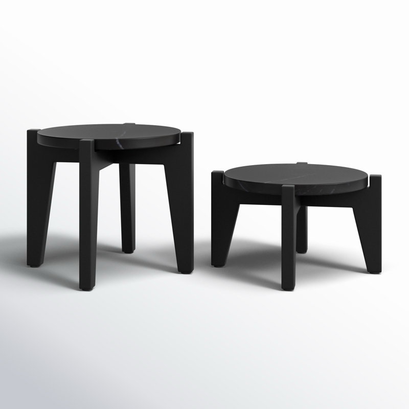 (incomplete)Durham 2 Piece Round Plant Stand Set Color: Black