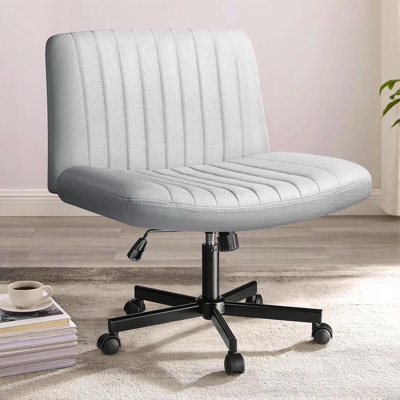 Caelie Criss Cross Legged Office Chair, Armless Office Desk Chair Wi 