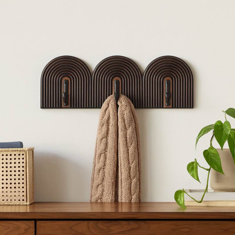 Ebern Designs Elegant 19 - Inch Black 3 - Arch Wall Hooks - Iron, Ho