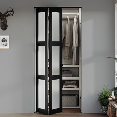 3 - Lite 78" Frosted Glass Bi -fold Do black 