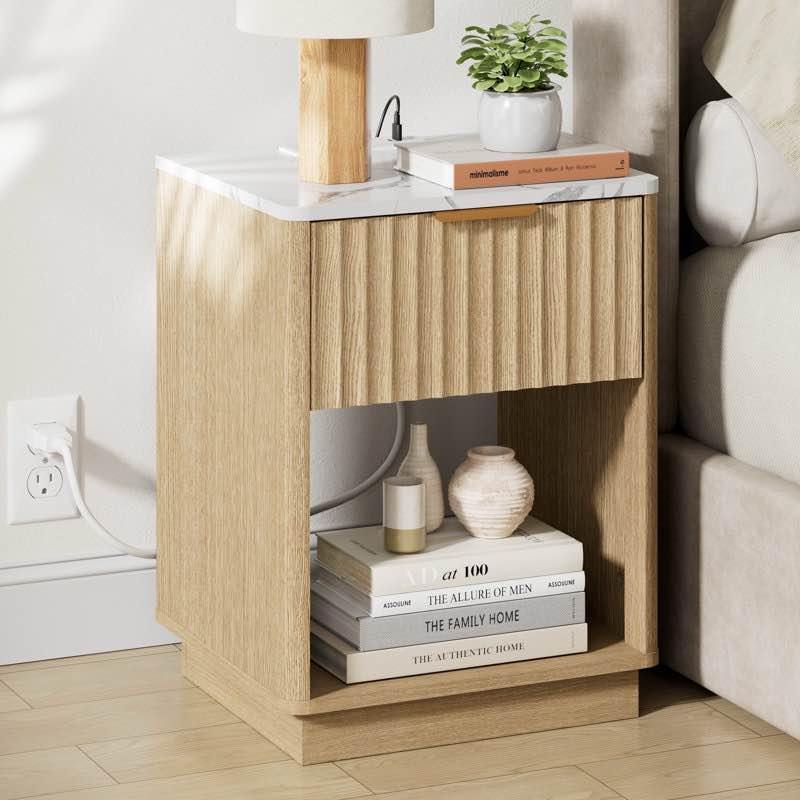  schaitman 18"w 1 - drawer nightstand with open cubby, wood nigh