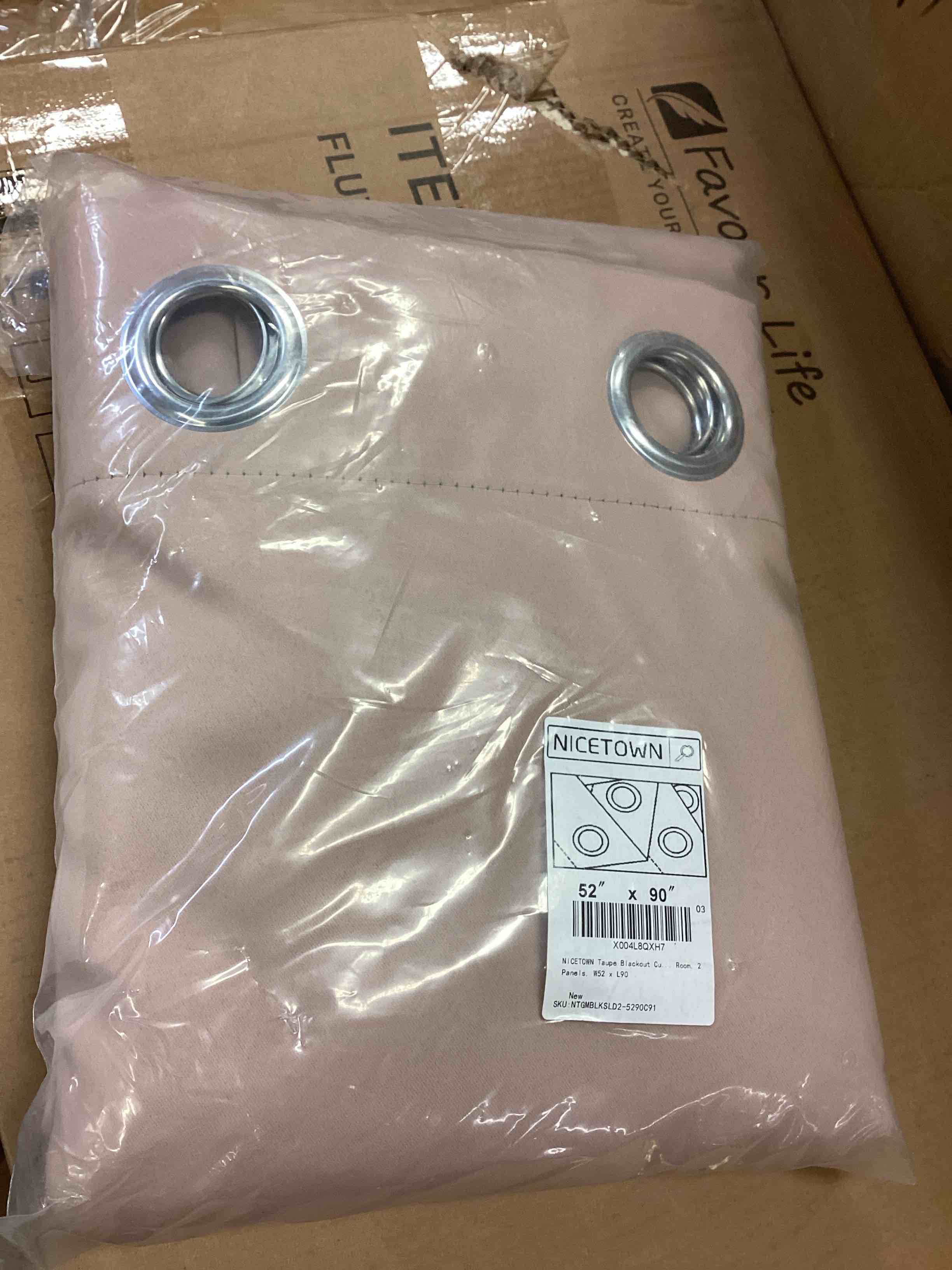 Condition photo showing New/Like New for nicetown room darkening curtains & drapes for living room - grommet window treatment thermal insulated solid sound reducing drapes for bedroom (baby pink, set of 2, w52 x l90)
