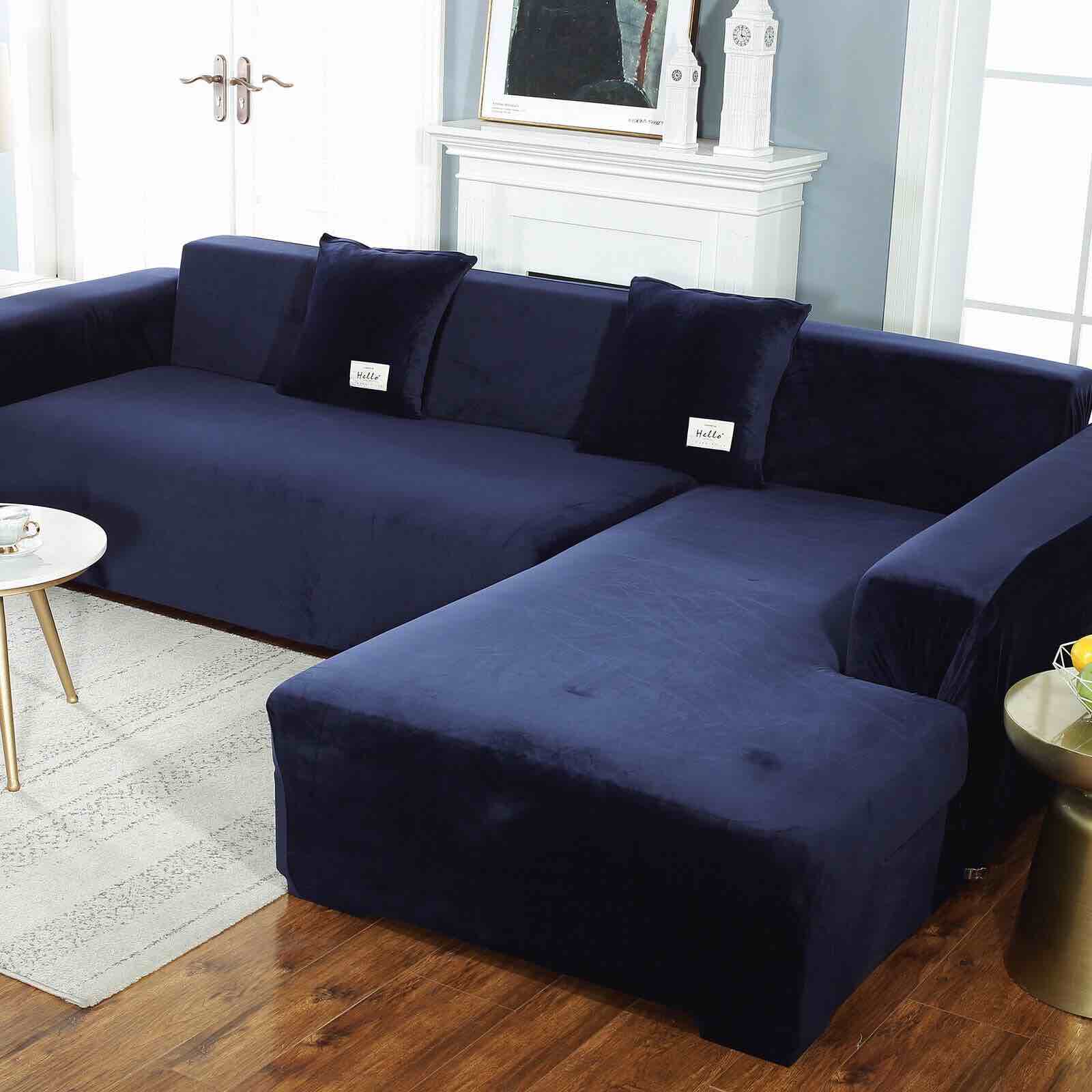 Thick Velvet L-Shaped Sofa Cover - Sectional Sofa
