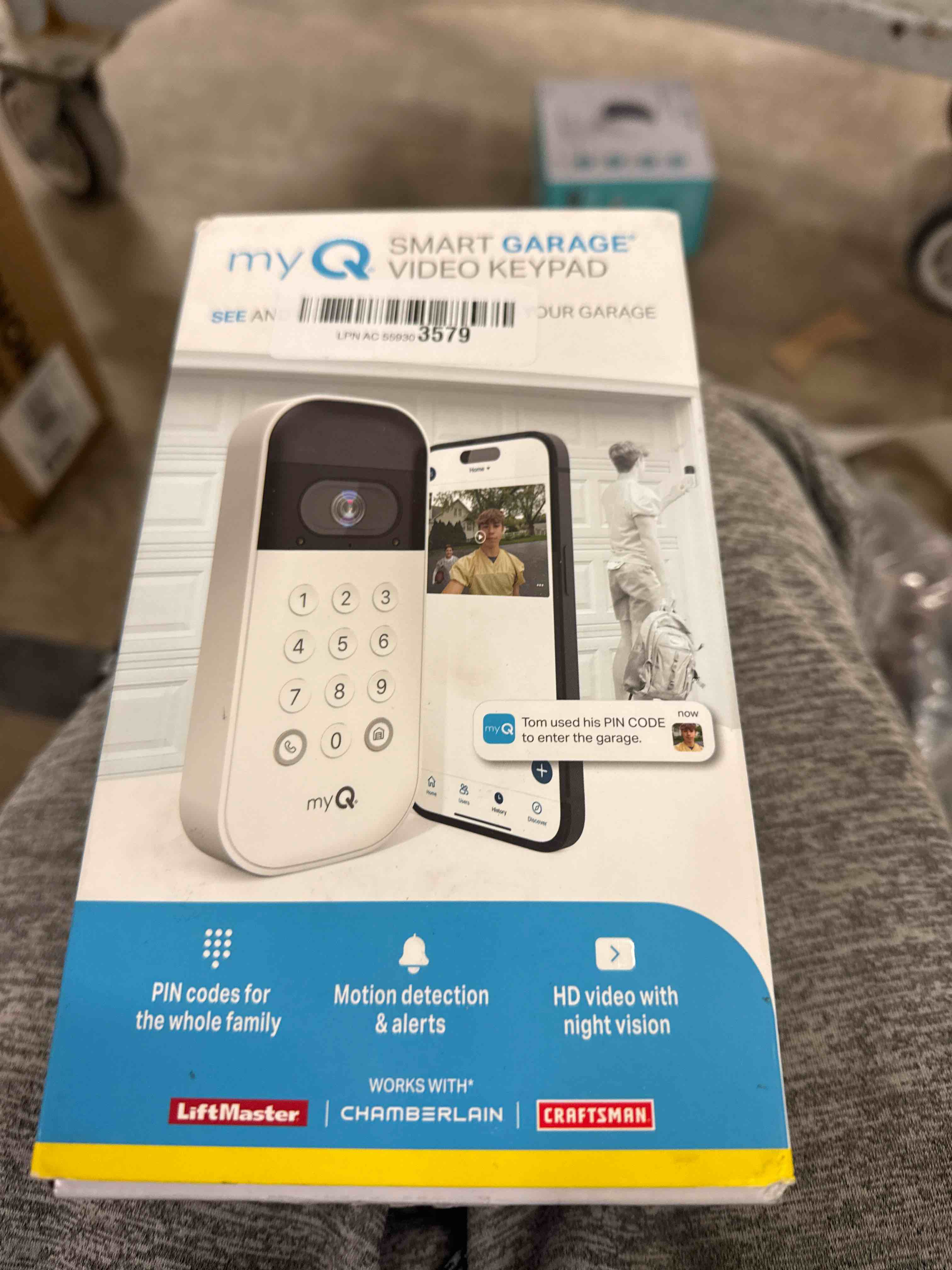 Condition photo showing As Is for myQ Smart Garage Door Video Keypad with Wide-Angle Camera,Customizable PIN Codes,and Smartphone Control–Take Charge of Your Garage Access Works with Chamberlain, LiftMaster and Craftsman openers,White