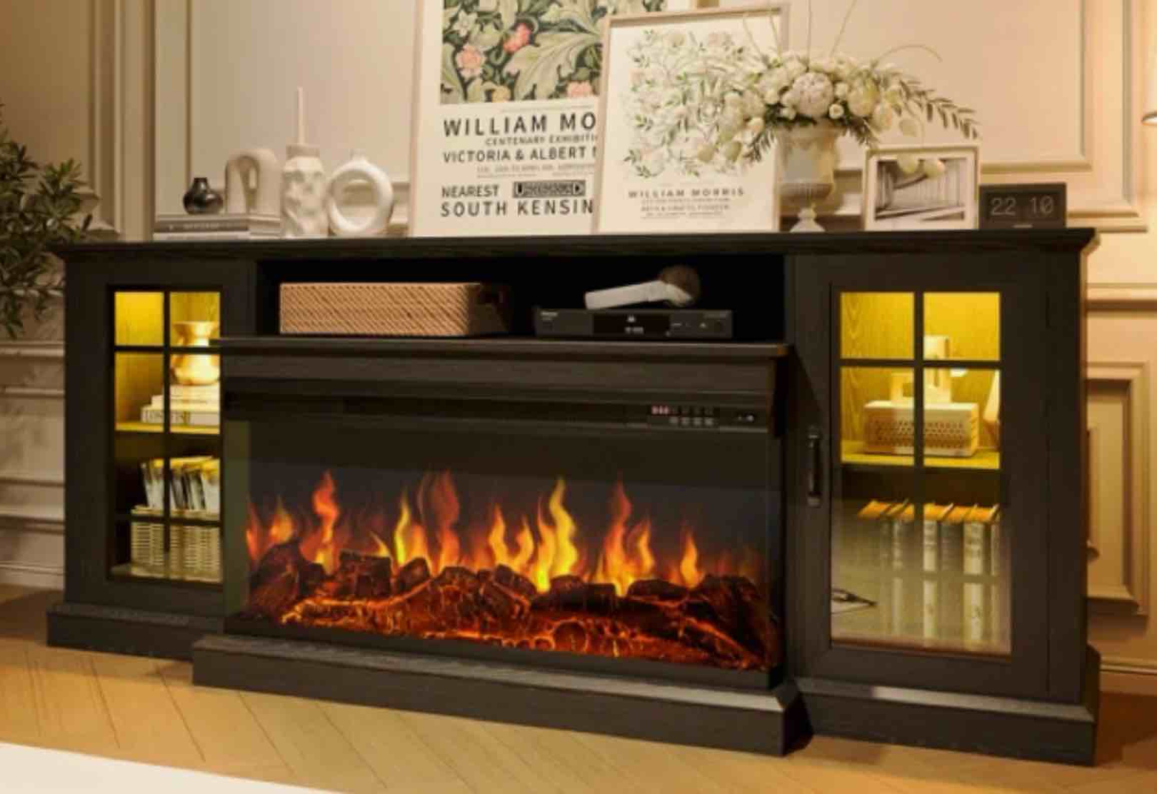 Fireplace TV Stand with Glass Doors (only fireplace )