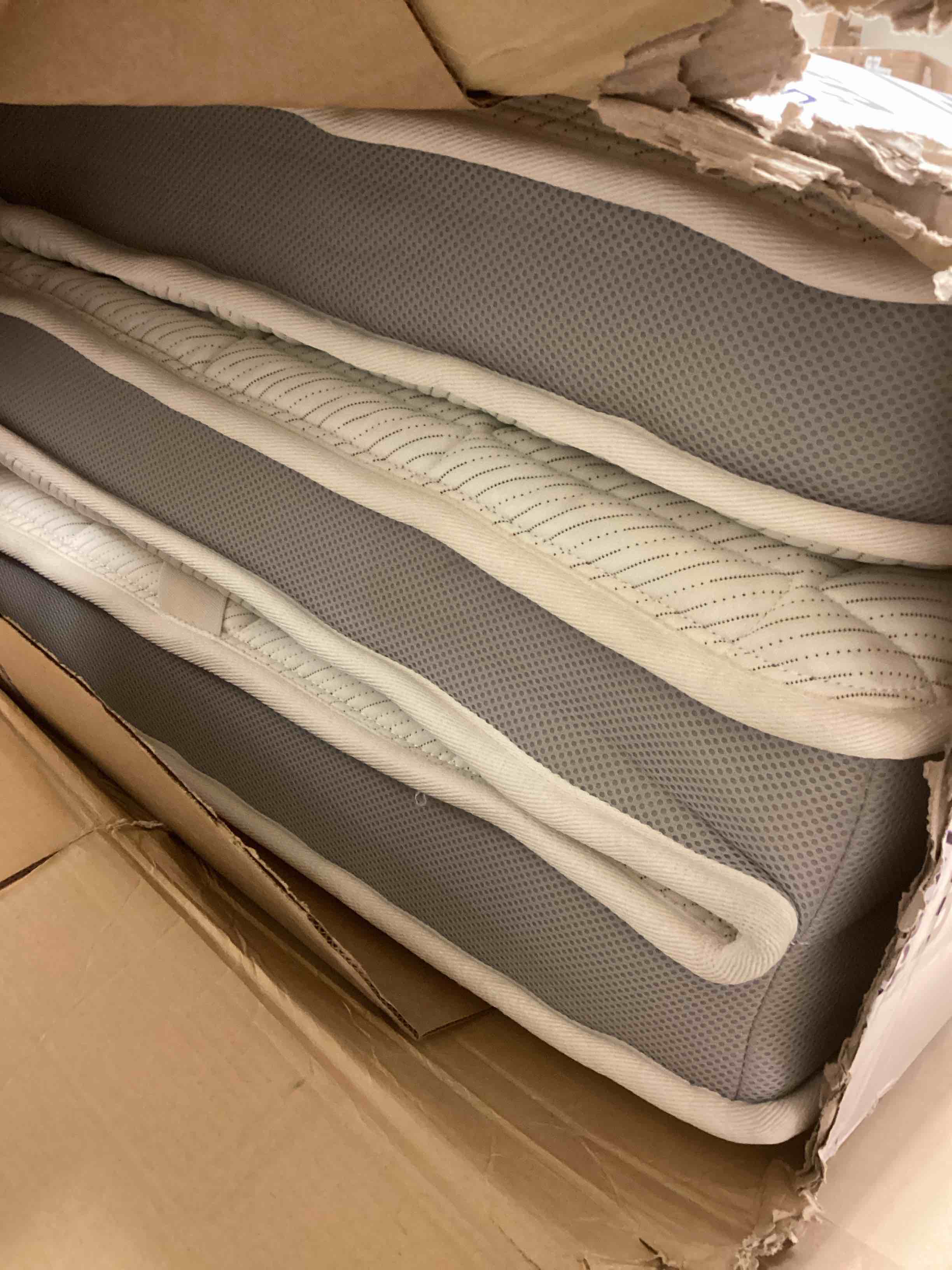 Condition photo showing As Is for VA3 Z Cube Mattress Topper, Dorm Topper, Premium 4 Inch Topper in A Box Mattress Two-Sided Plush Top Firm Bottom Edge Support Euro Top Memory Foam High Density Foam (Twin)