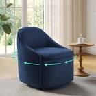 LINSY Swivel Accent Chair with Storage Comfy Chenille Barrel Chairs, Small 360 Swivel Modern Armchair for Living Room Bedroom, Boucle Reading Chair for Study Room (Blue)