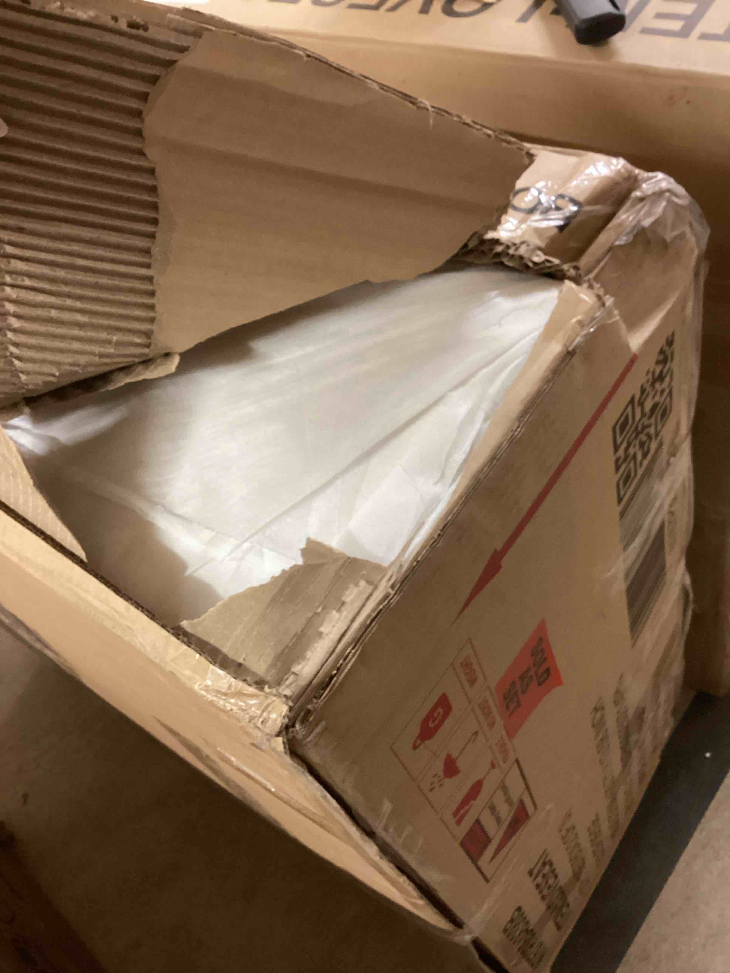 Condition photo showing Good Condition for (incomplete boxes 1-2 of 3) ( pickup 2 boxes) 87" Curved Contemporary Sofa in Off-White - Plush Seating, Sleek Design, Durable Frame for Stylish Living Spaces