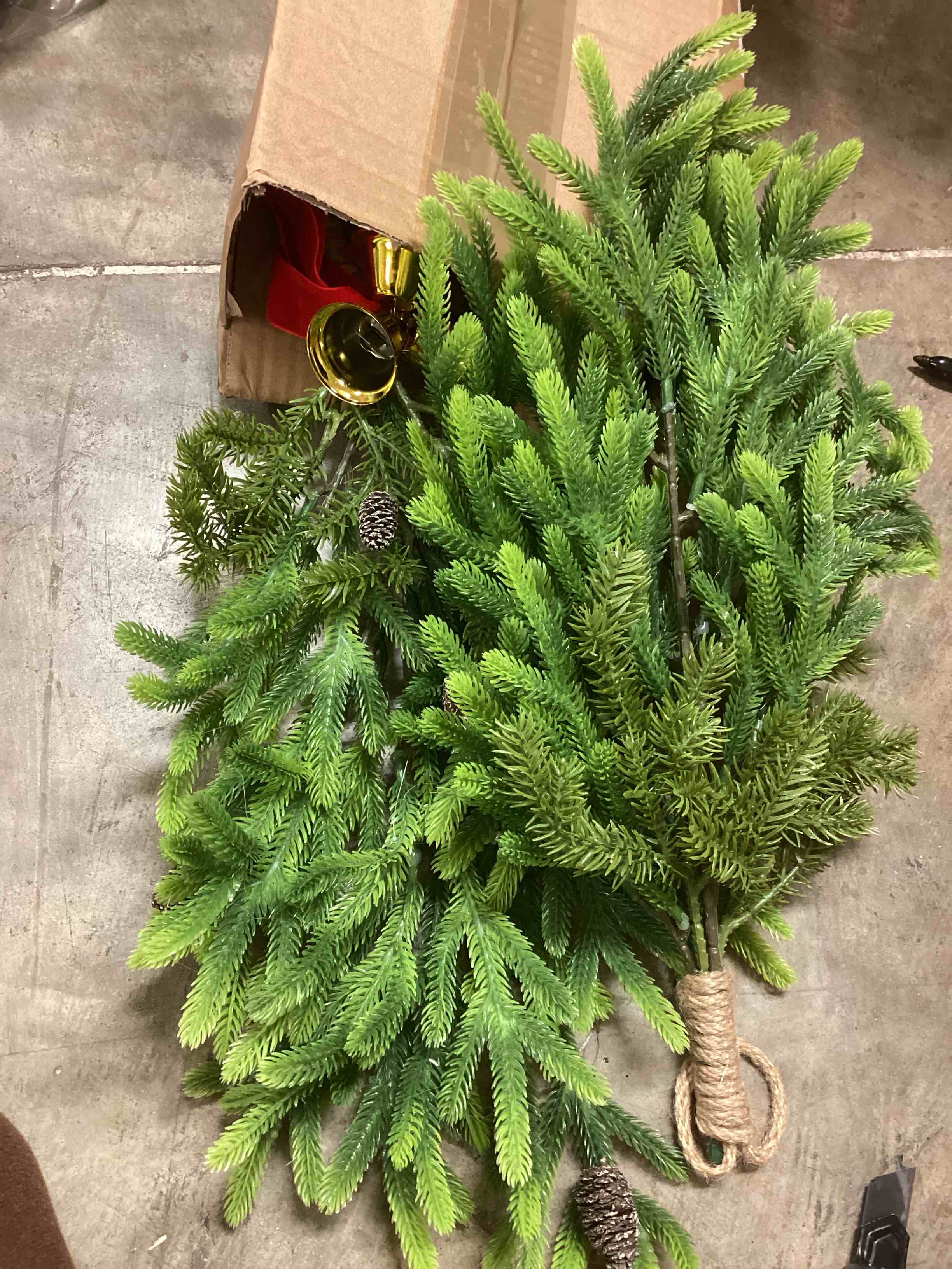 Condition photo showing Good Condition for RoseCraft 2PCS Christmas Decorations, Artificial Front Door Christmas Wreaths, Hanging Bell Bow Decorations, for Fireplace Home Holiday Wall Party Xmas Decor. Red/Green-2