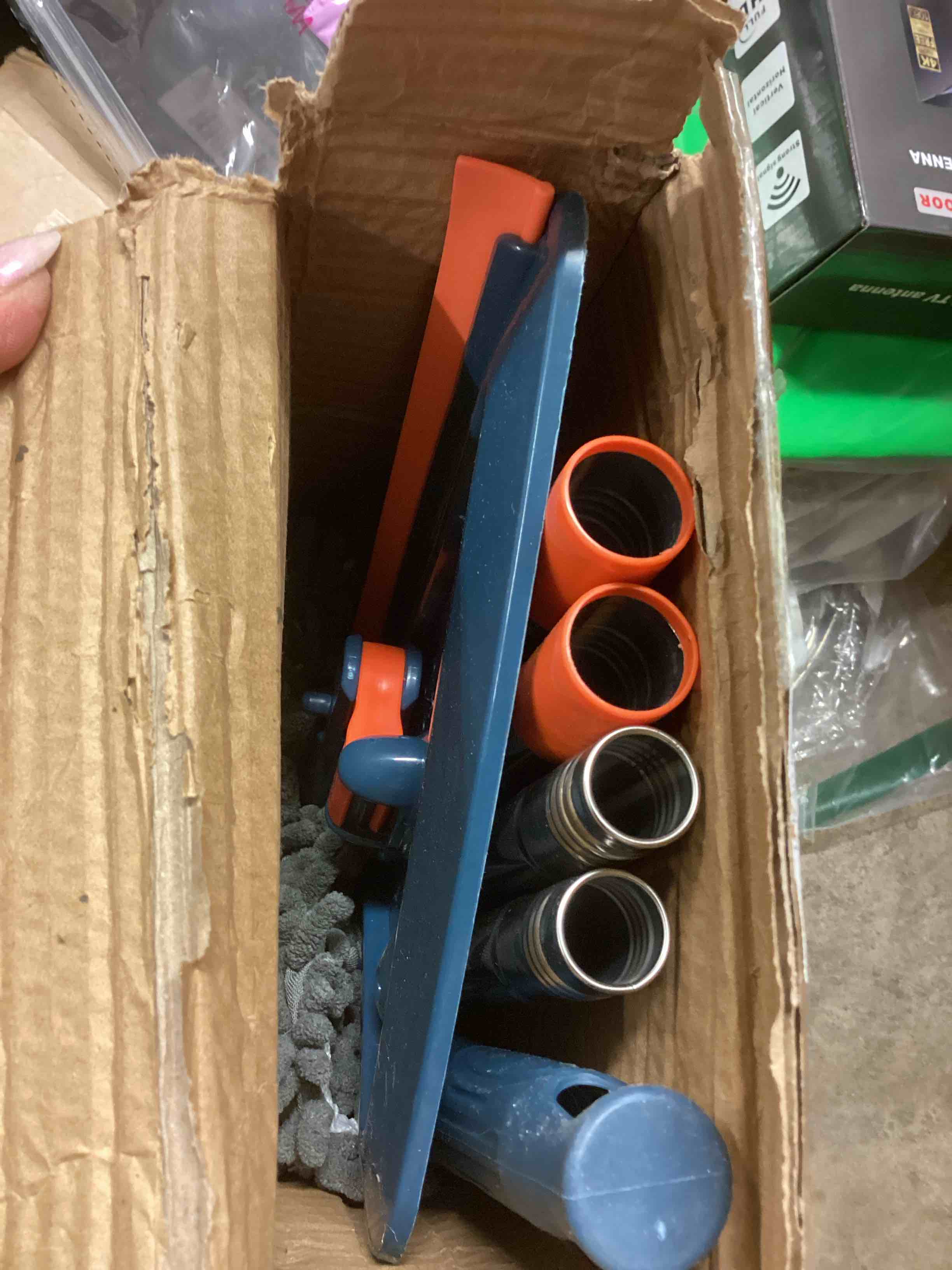 Condition photo showing As Is for 85 Inch Wall Cleaner with Long Handle, 360° Rotatable Wall Mop, Wall Washer Cleaner Tool for Walls/Ceiling Fans/Dust/Baseboard/Floors Clean, 6 Replacement Pads and 3 Silicon Squeegee Scraper Strips Green