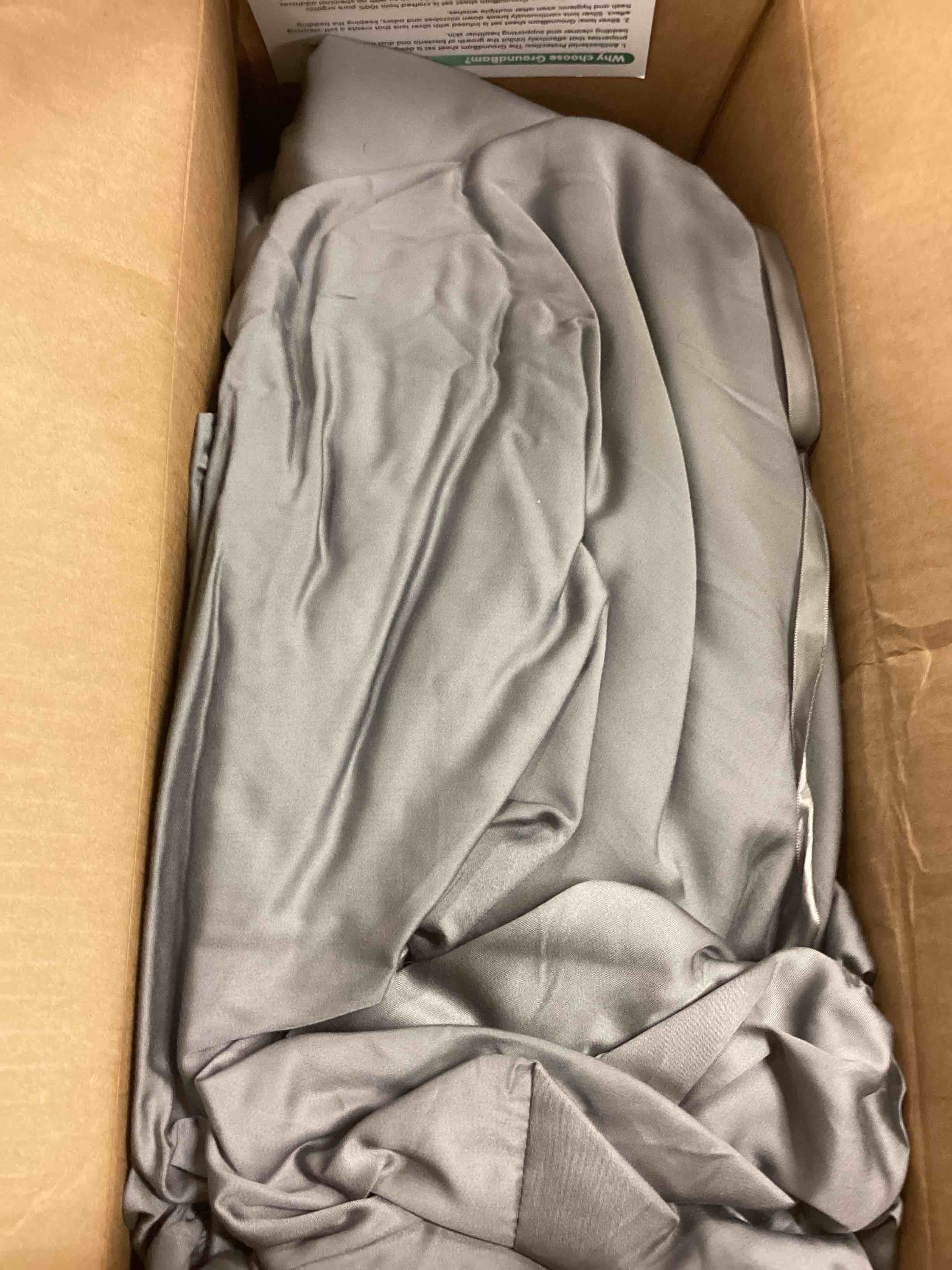 Condition photo showing As Is for Silver Infused Bed Sheets Set, Temperature-Regulating Fabric with Self-Cleaning Technology for 3X Freshness Sleep, Genuine 100% Organic Viscose Derived from Bamboo (Gray, Queen) Gray Queen (U.S. Standard)