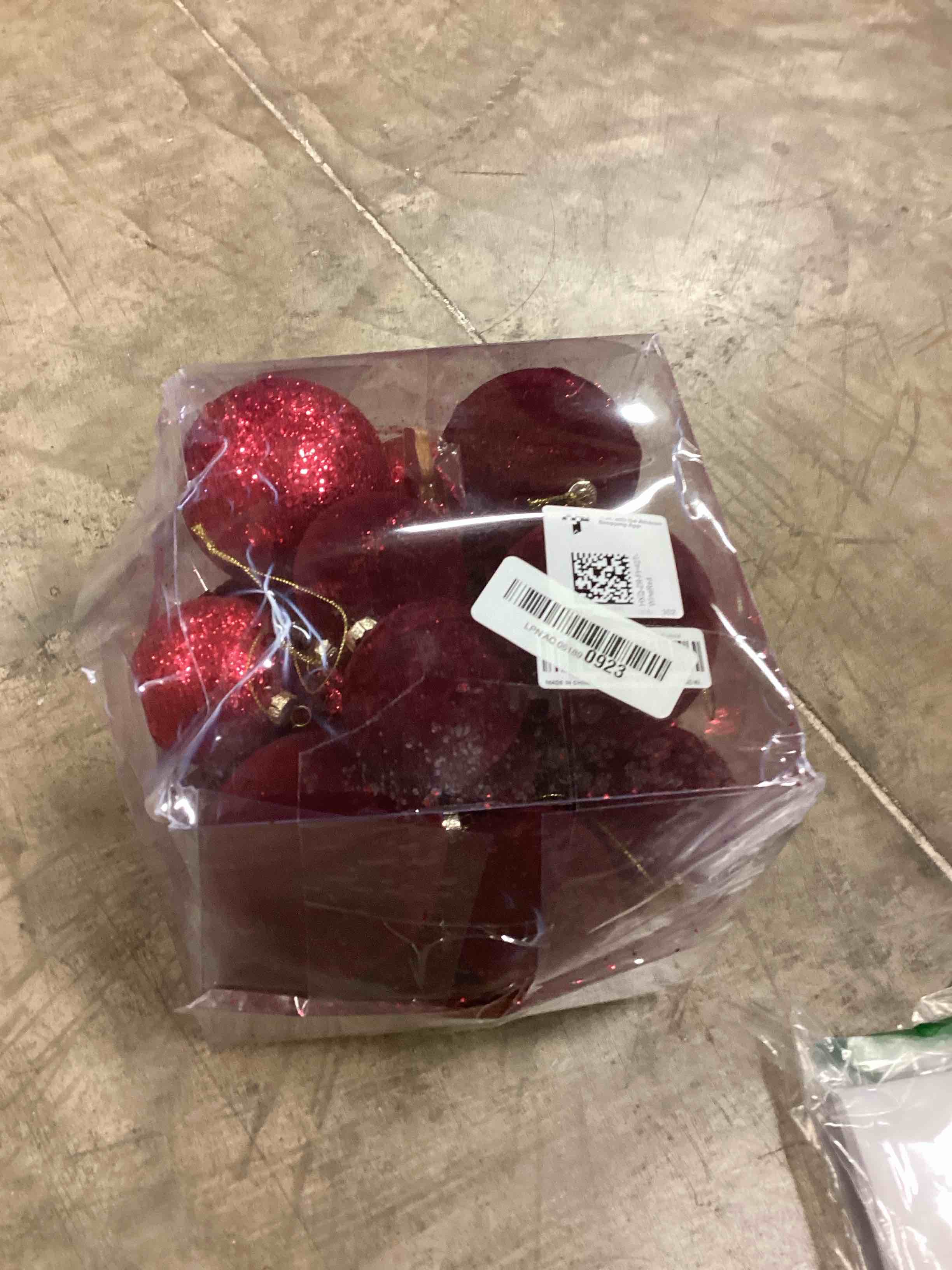 Condition photo showing As Is for 38 Pcs Burgundy Velvet Christmas Ball Ornaments, Christmas Tree Decorations with Paper Ornaments, Shatterproof Hanging Xmas Décor Set for Office Home Holiday in 3 Sizes(Small Medium Large)