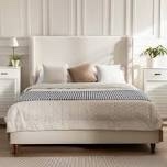 Mozter Upholstered Wingback Platform Bed White Full