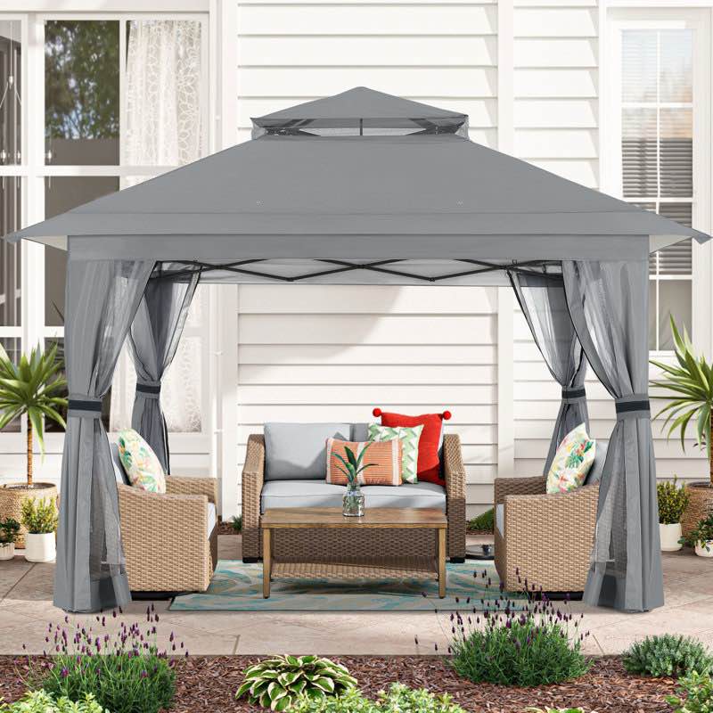 MASTERCANOPY 13 Ft. W x 13 Ft. D Steel Patio Gazebo dark grey