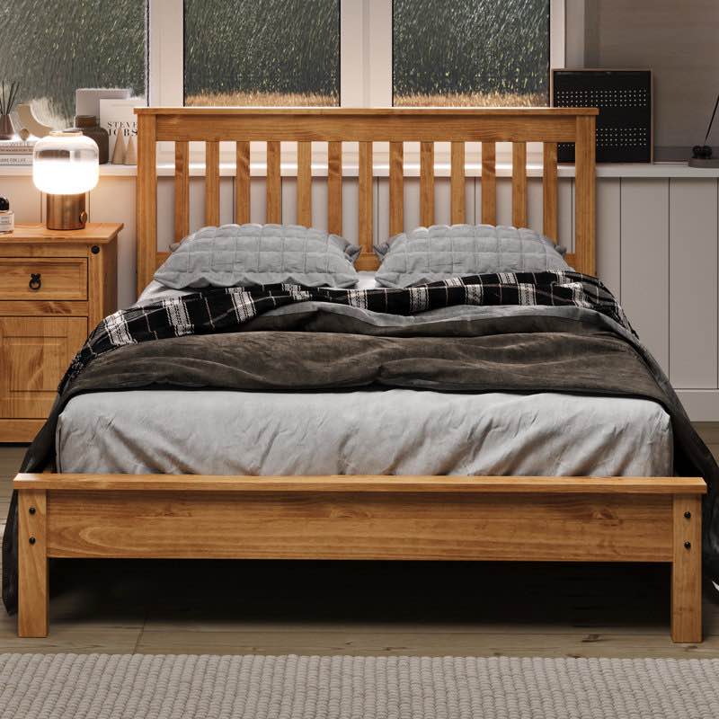 (incomplete box 2/2) Monaco Farmhouse Solid Wood Bed with Chunky, Sturdy Posts - Rustic Style Full